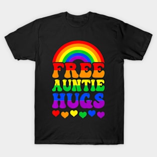 Free Auntie Hugs  Lgbt Lesbian Gay Trans Pride Groovy T-Shirt